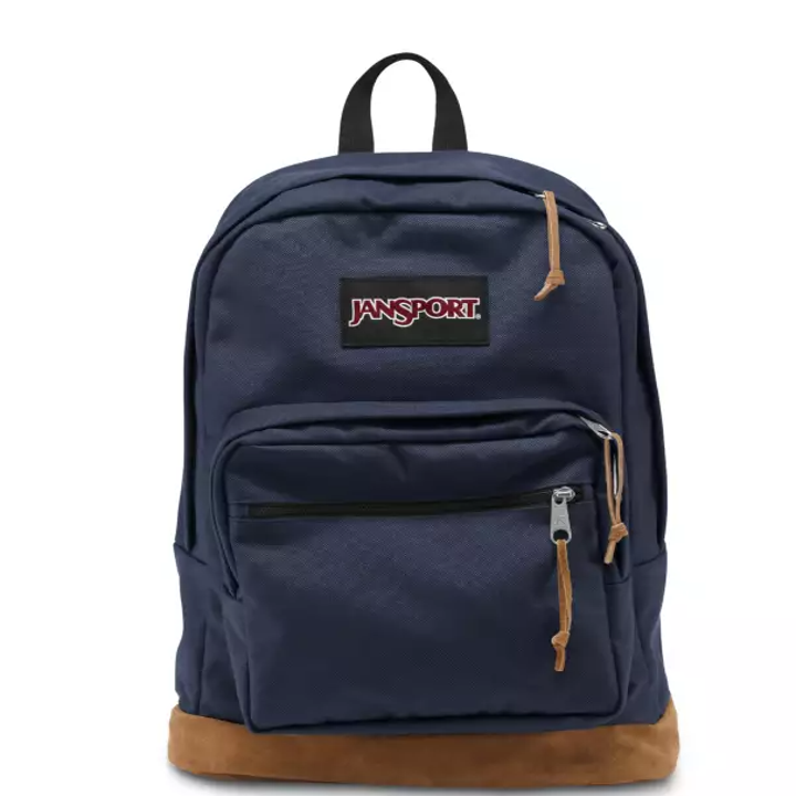 A navy JanSport backpack