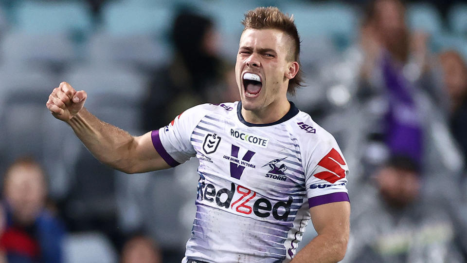 Seen here, Ryan Papenhuyzen was voted the best player in the 2020 NRL grand final.