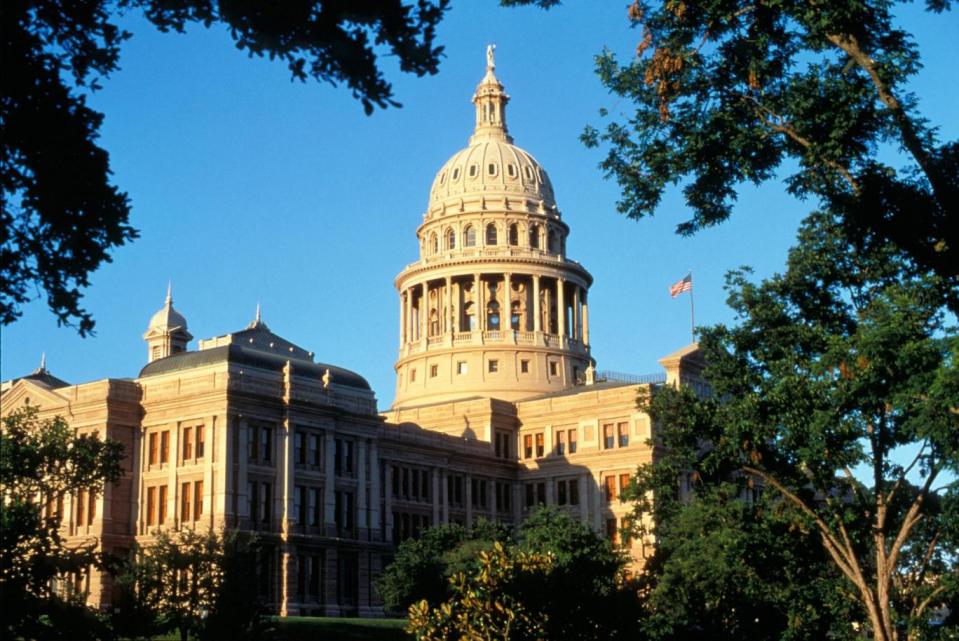 The Texas State Capitol building was built from red granite (Austin Conv. & Visitors Bureau)