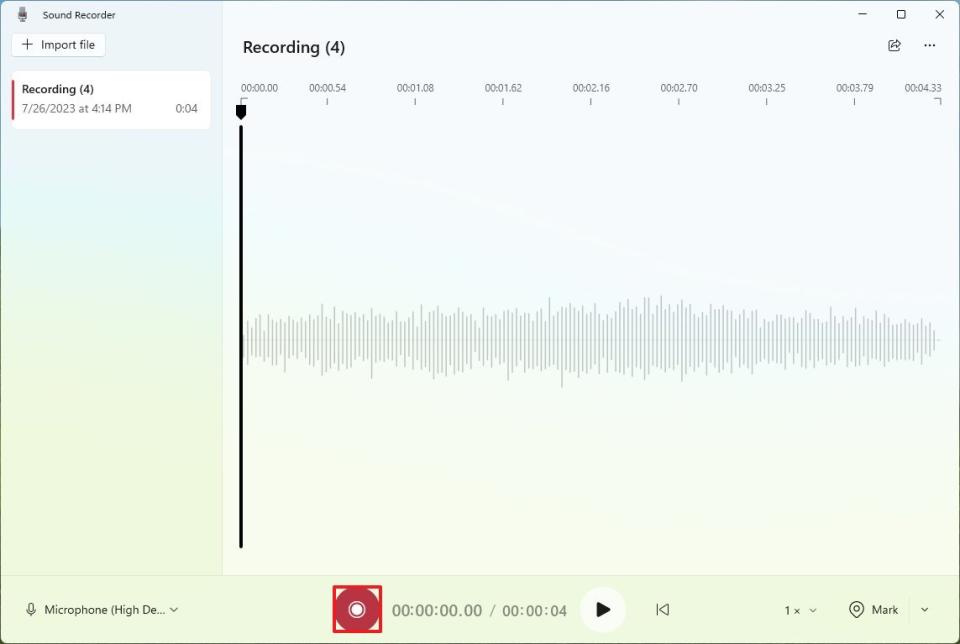 Sound Recorder controls