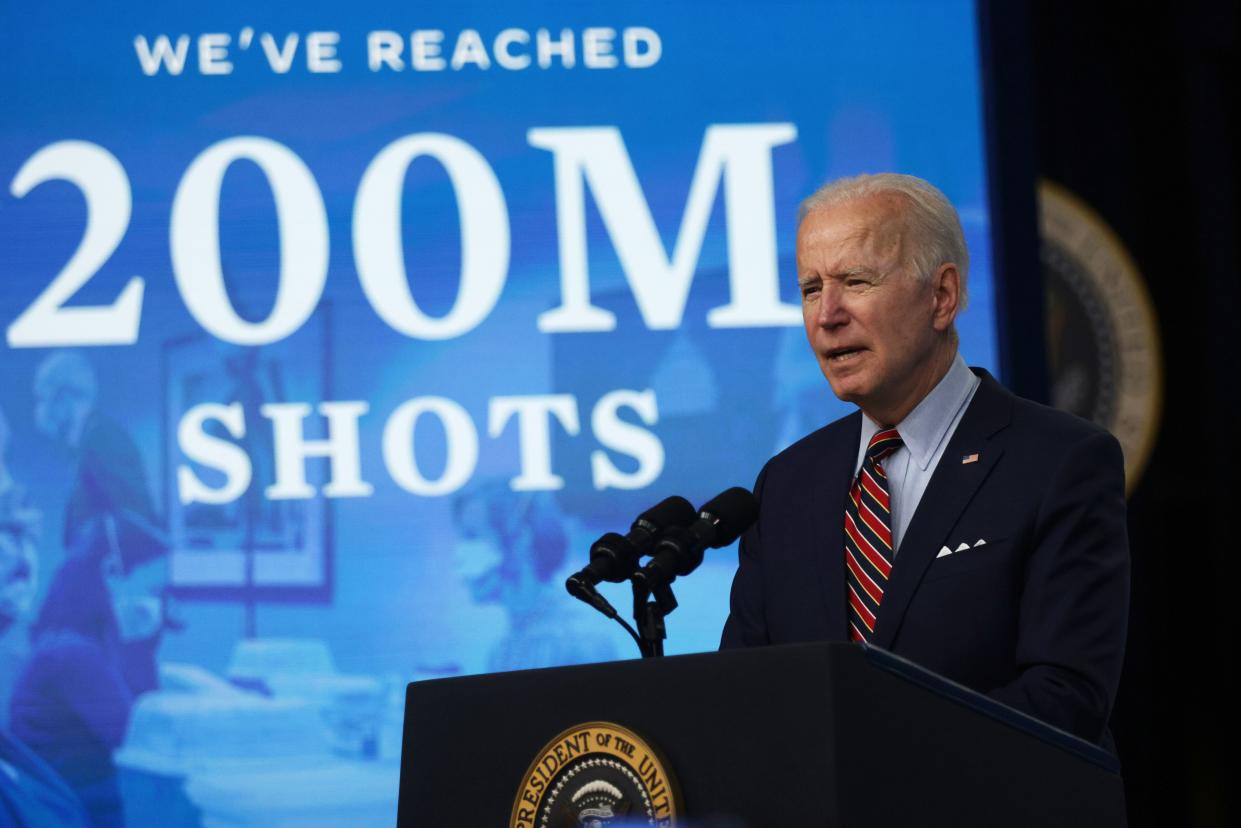 President Joe Biden said this week the U.S. had distributed 200 million shots of the COVID-19 vaccines.  (Photo: Alex Wong via Getty Images)