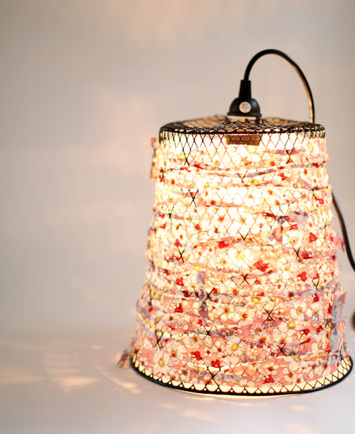 Wire Waste Basket Turned Pendant Light