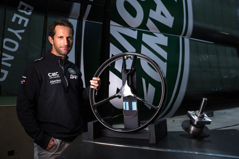 Sir Ben Ainslie and his Land Rover designed steering wheel