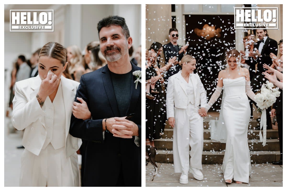 Lucy Spraggan pictured with Simon Cowell and her wife Emilia Smith on their wedding day  (Sarah Beth Photo)