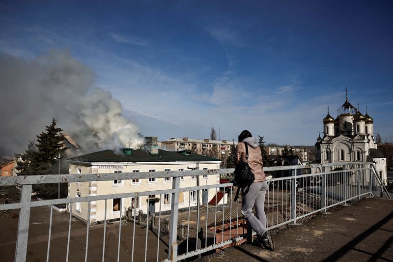 Russian missile strike on a train station, amid Russia's attack on Ukraine, in Kostyantynivka