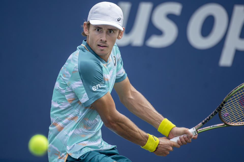 Alex de Minaur, pictured here in action against Cristian Garin at the US Open.