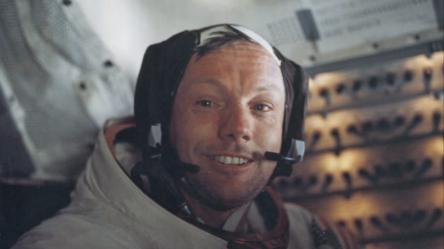 Astronaut Neil Armstrong, Commander of NASA's Apollo 11 lunar landing mission, inside the Lunar Module the 'Eagle' on the surface of the Moon during the mission, 20th July 1969. He and Lunar Module Pilot Edwin 'Buzz' Aldrin Jr have just completed their EVA (extravehicular activity). (Photo by Space Frontiers/Getty Images)