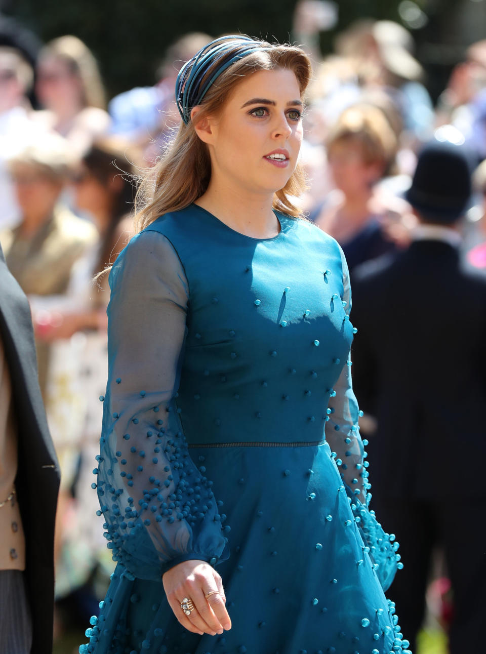 Princess Beatrice wore a teal gown that is now suspiciously loose fitting from the waist down. Source: Getty