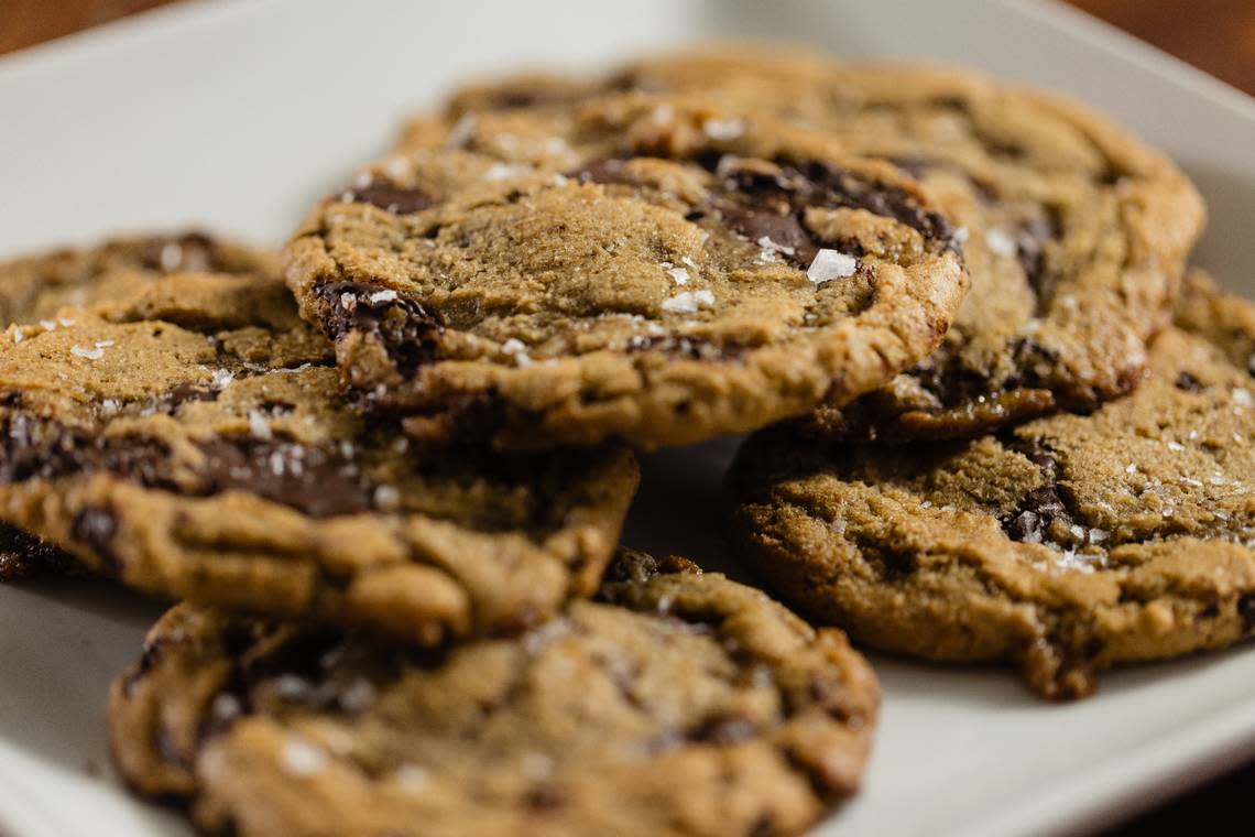 The Accidental Baker’s brown butter toffee chocolate chunk cookies are available as a gluten-free option.