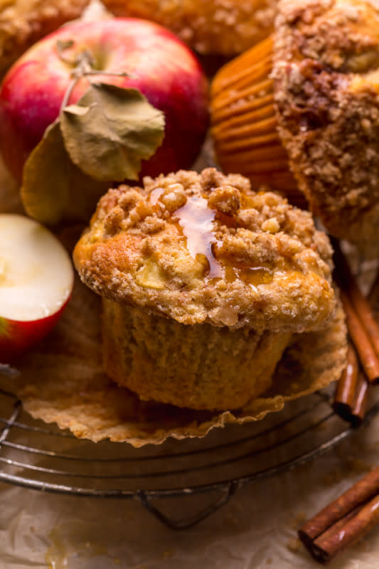 <p>Baker by Nature</p><p>These apple muffins are moist, richly spiced, and loaded with tender apples! Plus, plenty of buttery crumb topping! </p><p><strong>Get the recipe: <em><a href="https://bakerbynature.com/best-apple-crumb-muffins/" rel="nofollow noopener" target="_blank" data-ylk="slk:Apple Crumb Muffins;elm:context_link;itc:0;sec:content-canvas" class="link ">Apple Crumb Muffins</a></em></strong></p>