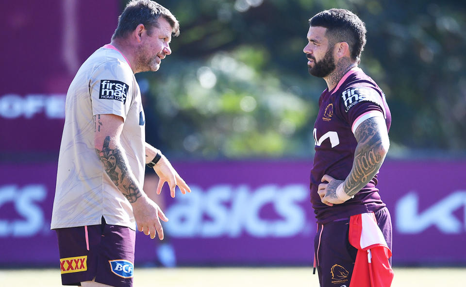 Lee Briers, pictured here speaking to Adam Reynolds.