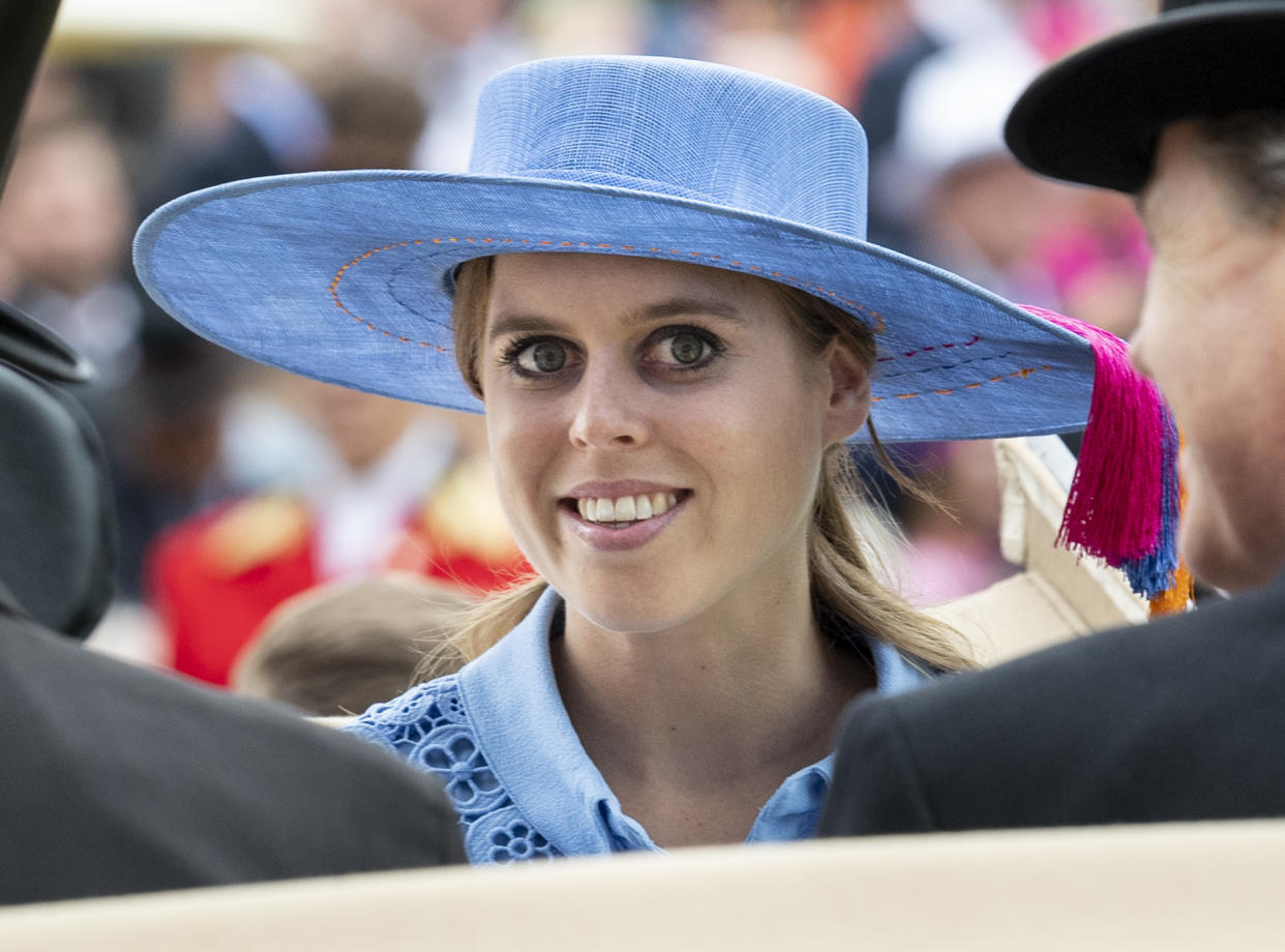 ASCOT, ENGLAND - JUNE 18: Princess Beatrice on day one of Royal Ascot at Ascot Racecourse on June 18, 2019 in Ascot, England. (Photo by Mark Cuthbert/UK Press via Getty Images)