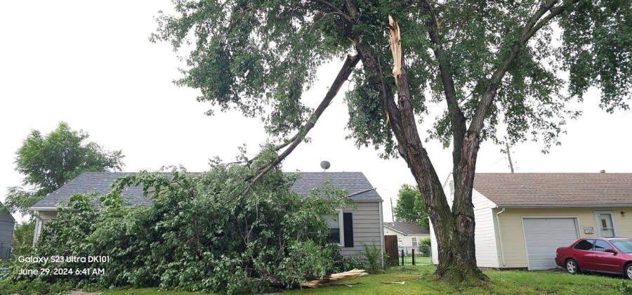 A storm caused extensive damage in Junction City on June 28, 2024. (Courtesy Jeffrey S Wenger DK101 Storm Spotter)