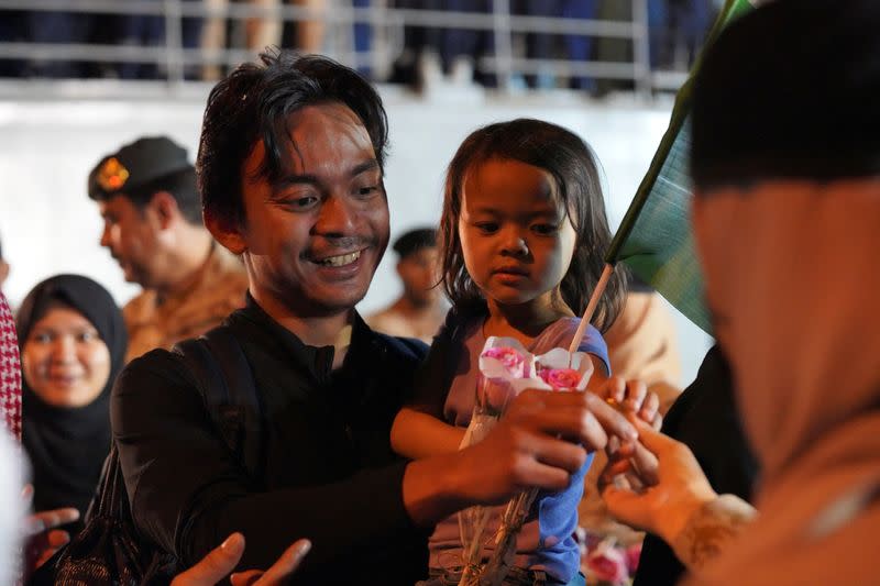 People disembark from Saudi Navy Ship at the Jeddah Sea Port