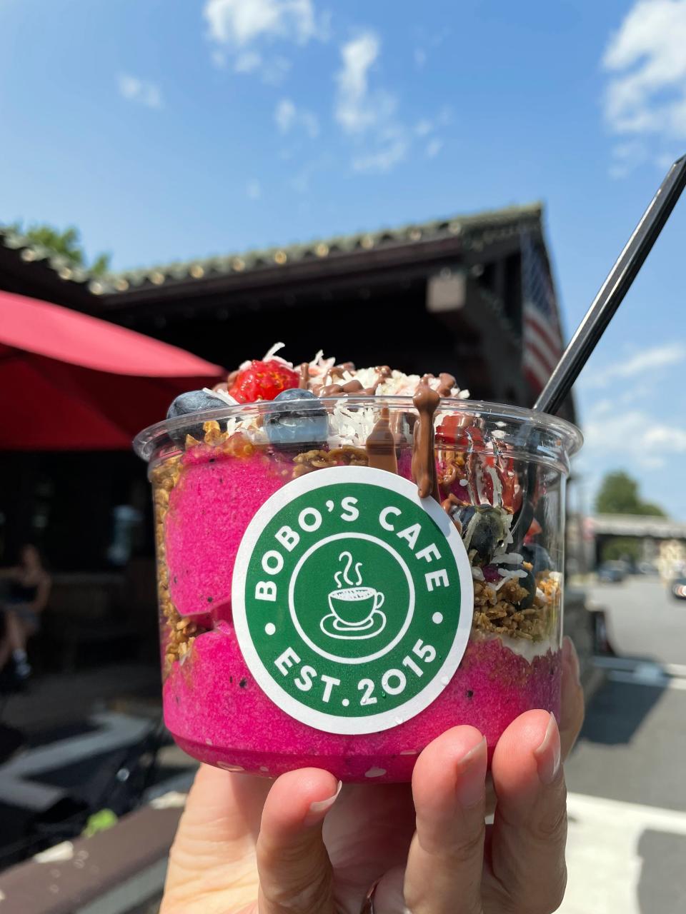 An acai bowl loaded with toppings from Bobo's Cafe in Chappaqua. Photographed Aug. 14, 2023