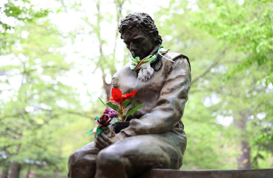 There is an Ayrton Senna memorial in the Parco delle Acque Minerali, adjacent to the Imola circuit (Getty Images)