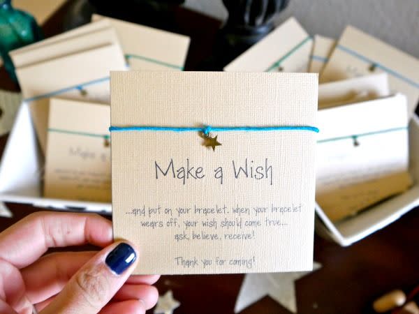 wish bracelet favors are a great baby shower idea