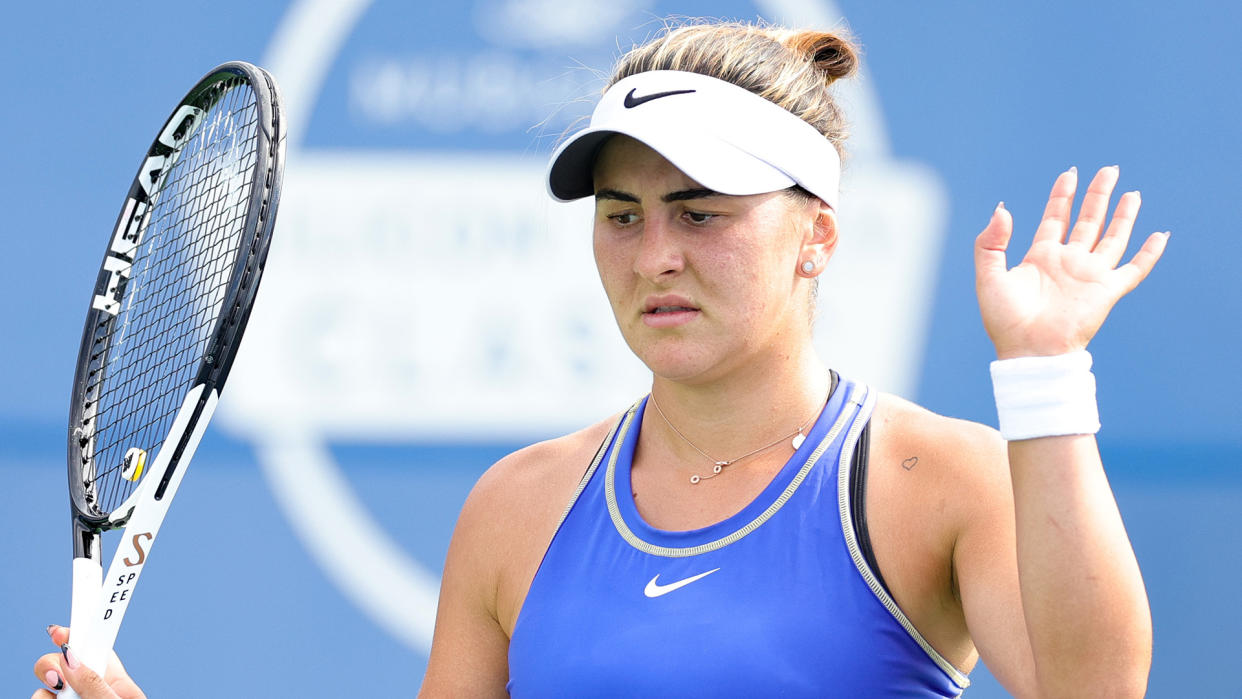 Bianca Andreescu wasn't pleased with her initial outfit for Monday's US Open match. (Photo by Carmen Mandato/Getty Images)