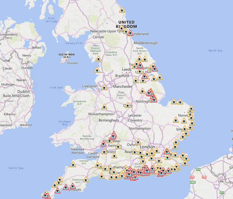 England’s flood alerts and warnings (Environment Agency)