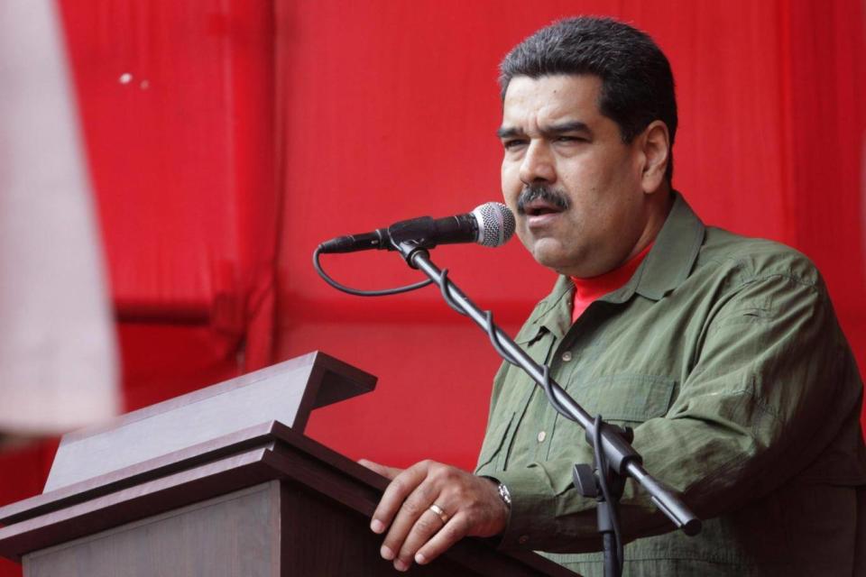President Maduro speaks during a ceremony of the Bolivarian National Armed Forces in Caracas (EPA)