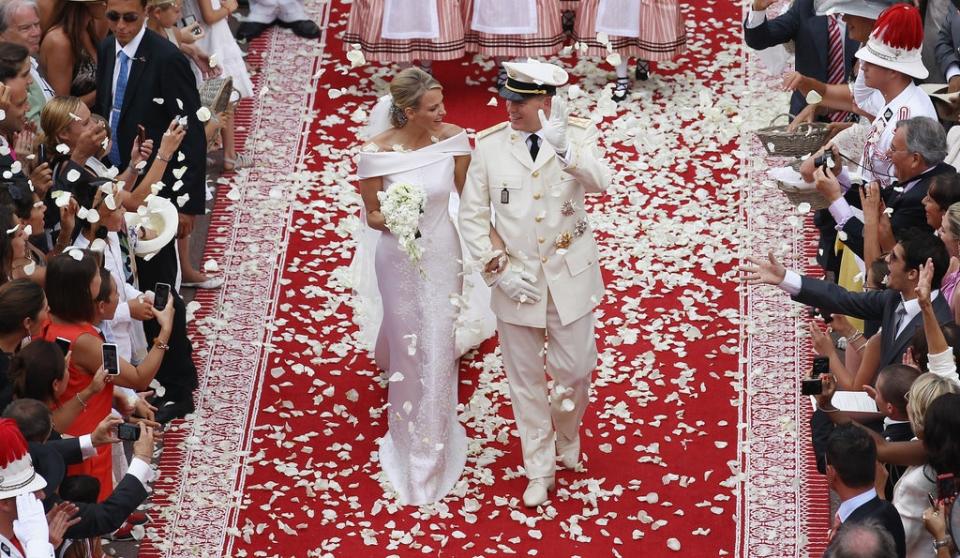 Charlene and Albert at their wedding in the Royal Palace of Monaco in 2011 (Getty)