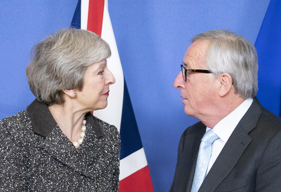 Prime minister Theresa May face-to-face with EU commission president Jean-Claude Juncker (Getty)