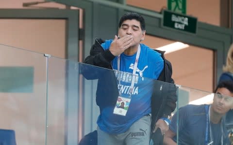 Maradona warms up the crowd - Credit: AP / Ricardo Mazalan