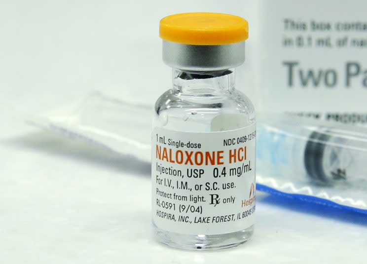 A vial of Naloxone, which can be used to block the potentially fatal effects of an opioid overdose, is shown at an outpatient pharmacy at the University of Washington. (Photo: Ted S. Warren/AP)