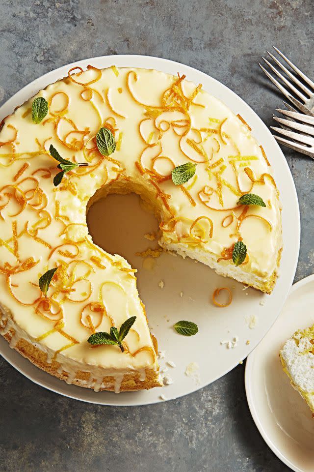 <p>Pair a slice of this orange-infused cake with her morning mimosa for the ultimate brunch treat. </p><p>Get the<strong> <a href="https://www.goodhousekeeping.com/food-recipes/a43659/daffodil-cake-recipe/" rel="nofollow noopener" target="_blank" data-ylk="slk:Daffodil Cake recipe;elm:context_link;itc:0;sec:content-canvas" class="link ">Daffodil Cake recipe</a></strong><em>.</em> </p>