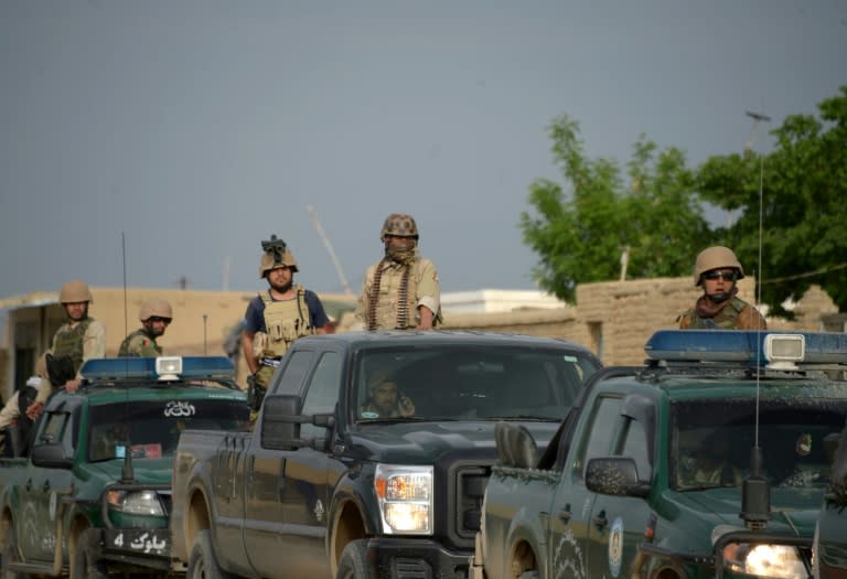 Afghan security forces, pictured in April 2017, in the Dihadi district of Balkh