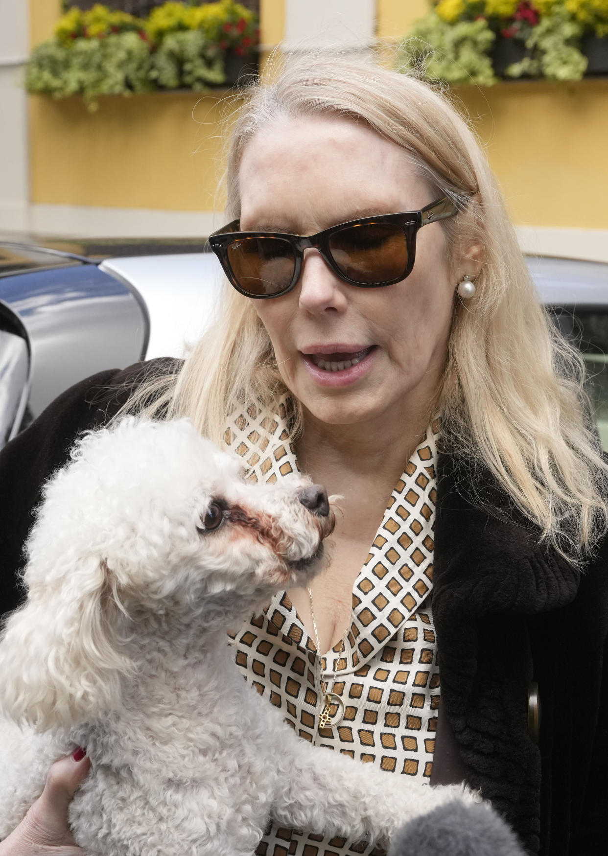 Texas-born Princess Rita Boncompagni Ludovisi, born Rita Jenrette Carpenter and last wife of late Prince Nicolo Boncompagni Ludovisi, leaves her residence, The Casino dell'Aurora, also known as Villa Ludovisi, during the execution of an eviction order, in Rome, Thursday, April 20, 2023. The villa contains the only known ceiling painted by Caravaggio and Princess Ludovisi is facing a court-ordered eviction Thursday, in the latest chapter in an inheritance dispute with the heirs of one of Rome's aristocratic families. (AP Photo/Andrew Medichini)