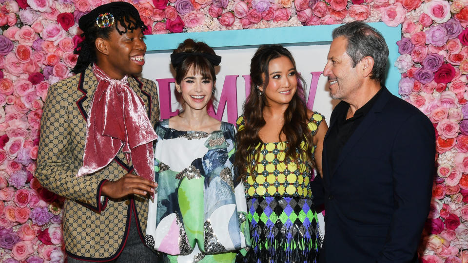 Jeremy O. Harris, Ashley Park, Lily Collins and Darren Star. - Credit: Michael Buckner for Variety