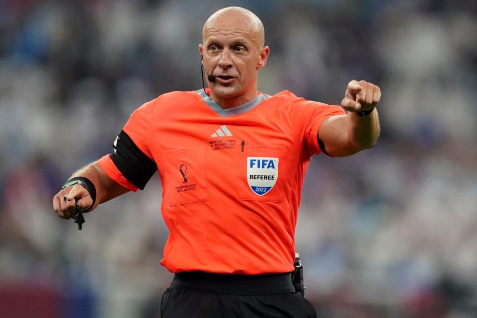 Referee Szymon Marciniak, a former amateur player, was praised for his performance in Sunday’s World Cup final (Mike Egerton/PA) (PA Wire)