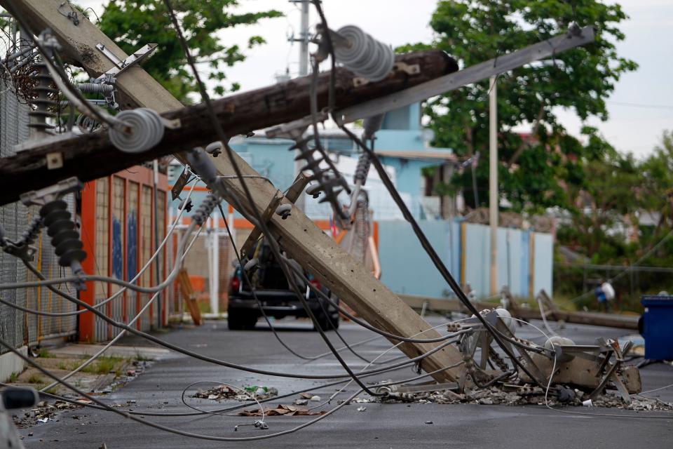 Power poles downed by Hurricane Maria in San Juan, Puerto Rico, on Nov. 7, 2017. (Photo: AFP Contributor via Getty Images)