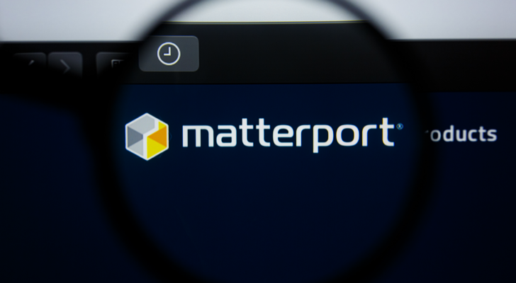 Illustrative Editorial of Matterport's (MTTR) website homepage. MATTERPORT logo visible on display screen.