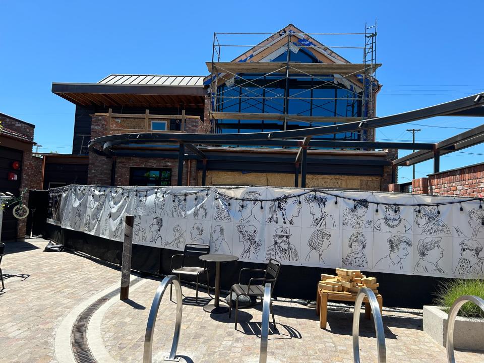 Pipeline Redding restaurant looking from the courtyard of the Shasta Bike Depot