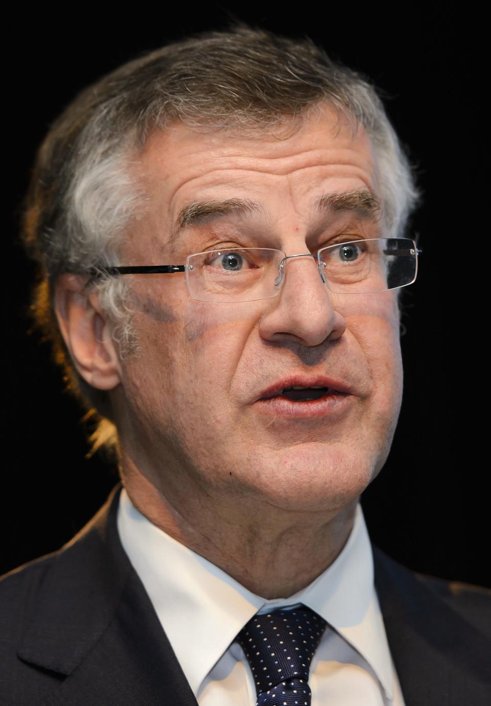 The chief executive officer of the Swiss-based biopharmaceutical company Ferring, Frederik Paulsen of Sweden, speaks on Dec. 3, 2012, at the Swiss Federal Institutes of Technology of Lausanne in Switzerland.