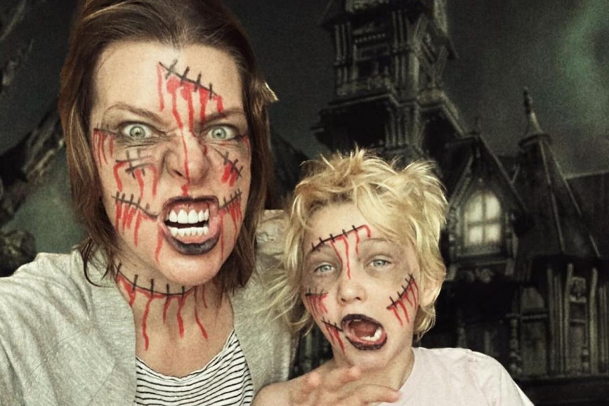 Milla Jovovich and Dash Halloween zombies