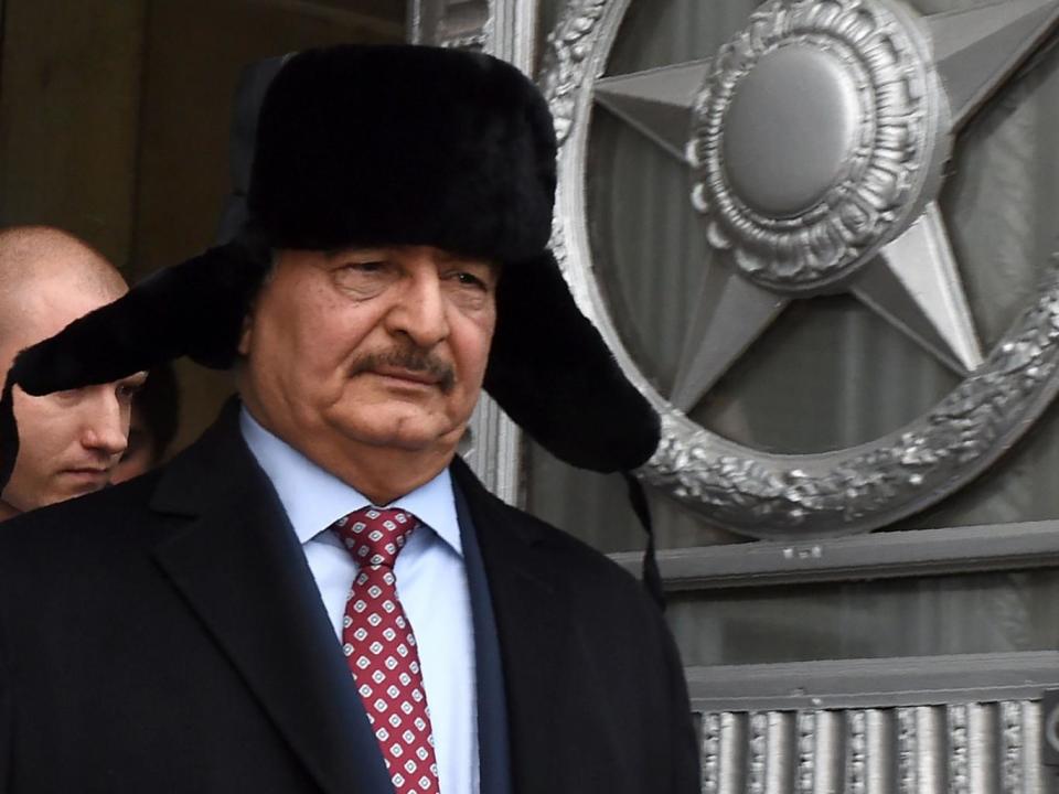 Khalifa Haftar, commander of the Libyan National Army, leaves the Russia's foreign ministry after a meeting in November 2016 (AFP/Getty)