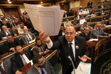 A member of the upper house of the parliament talks during a session in Cairo, Egypt June 10, 2013. REUTERS/Mohamed Abd El Ghany/File Photo