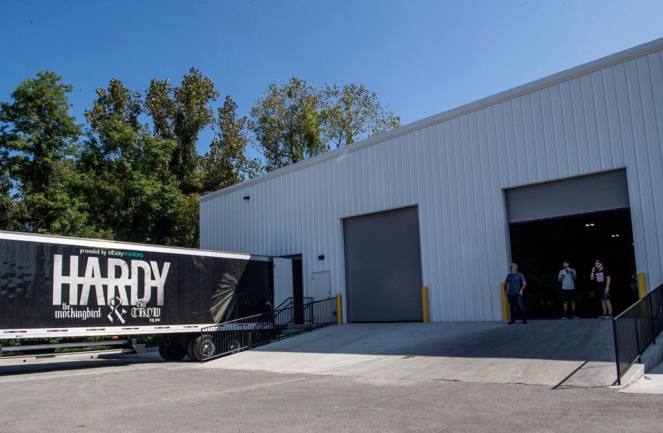 A truck filled with merchandise for HARDY is ready to be shipped from Something Inked's Nashville warehouse.