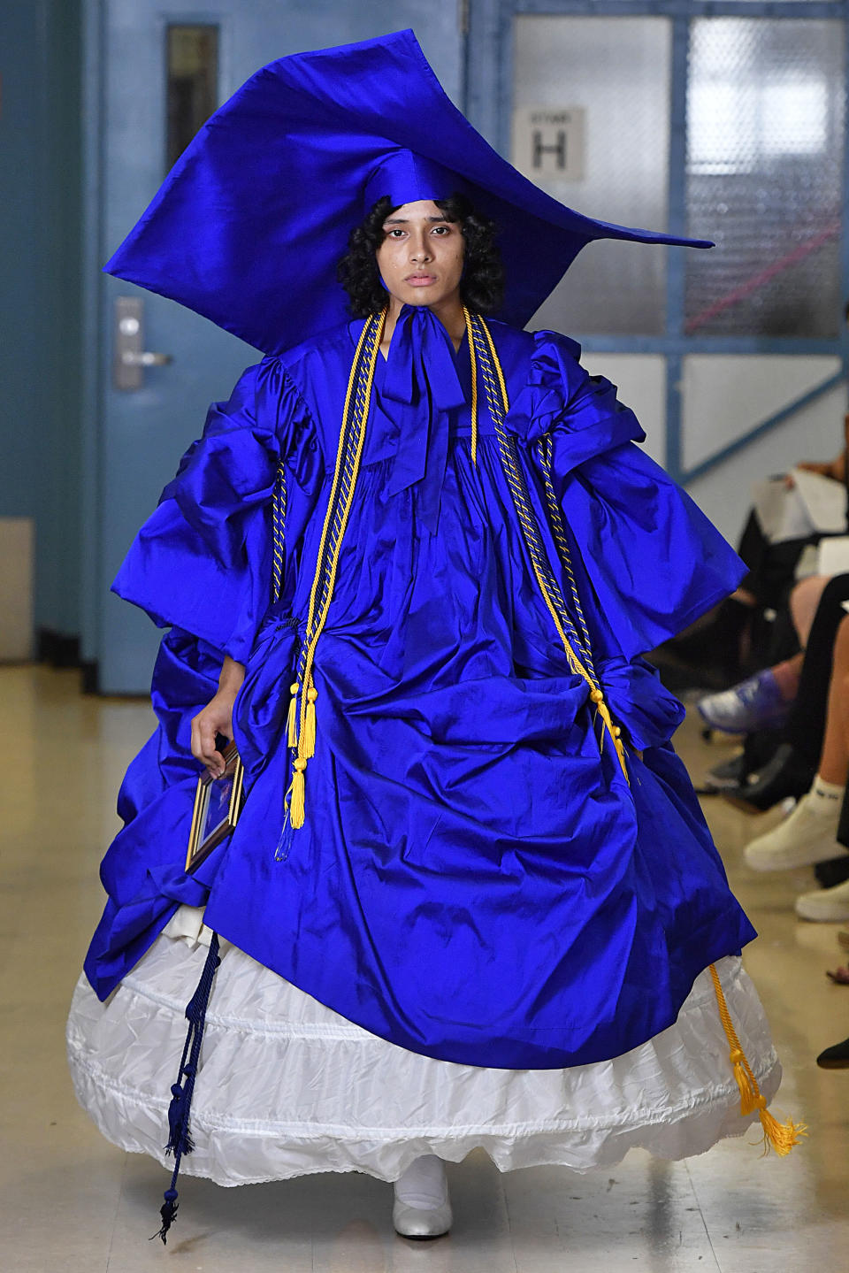 According to the Vaquera show, which took place on Sept. 11, mortarboards (a.k.a. graduation caps) of epic proportions are an it accessory for spring 2019.&nbsp;