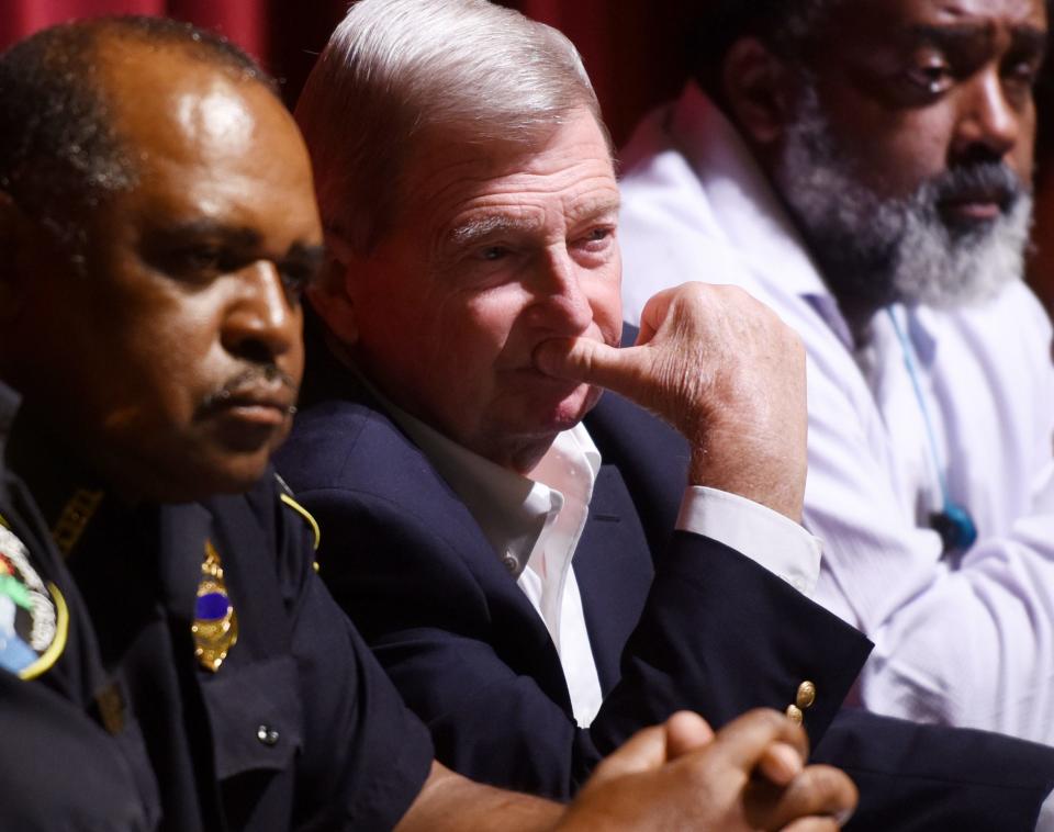 Caddo Sheriff Steve Prator during Councilwoman LeVette Fuller's Love Your City community meeting Monday afternoon, May 9, 2022, at Caddo Parish Magnet High School.