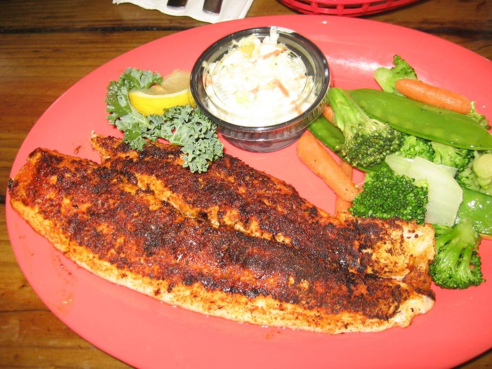 The blackened grouper with steamed veggies and coleslaw was a customer favorite at Whitey's Fish Camp in 2007.