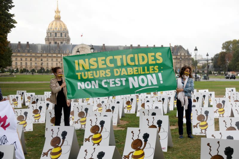 FILE PHOTO: Protest against government proposal to lift a ban on neonicotinoids in Paris