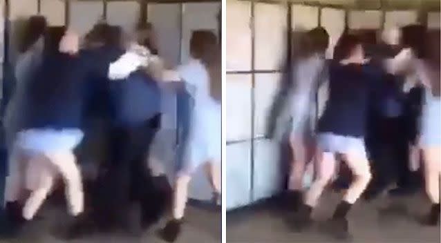 The video shows a gang of four Melbourne schoolgirls beating up a fellow student. Source: Facebook/Most Wanted Lads