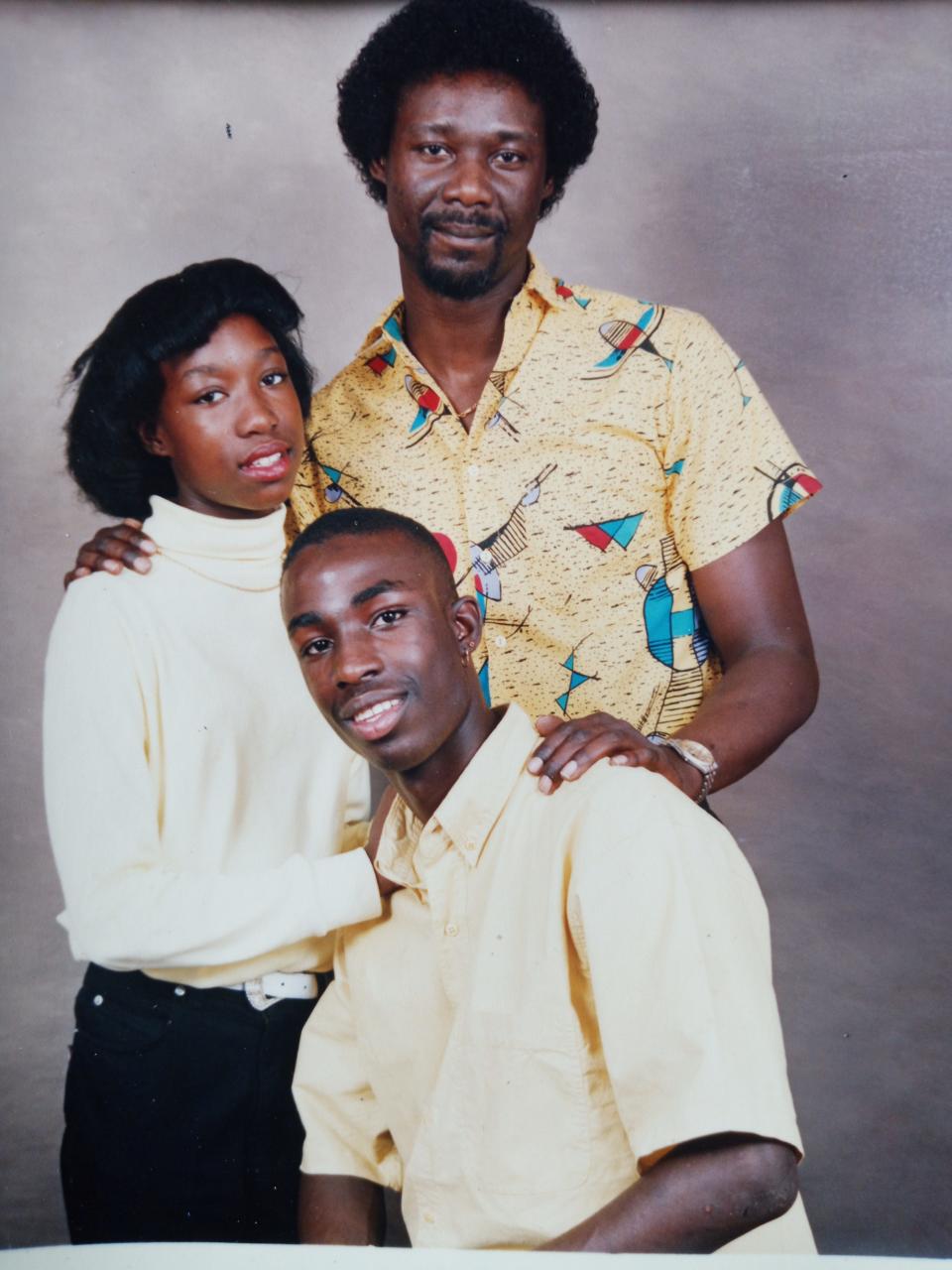 William Allen, of Brockton, center bottom, is pictured in this undated photo with his sister Dionne Allen, left, and father Thurston Allen. William Allen was 20 in 1994 when he was arrested in connection with a Brockton murder.