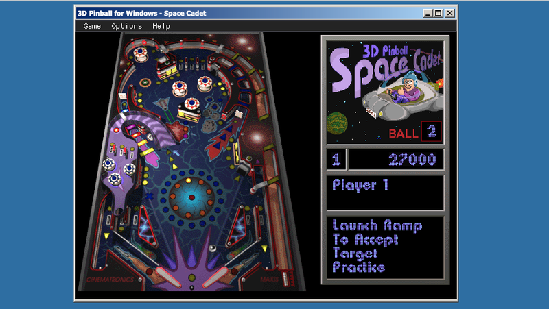 The 3D Space Cadet Windows pinball game