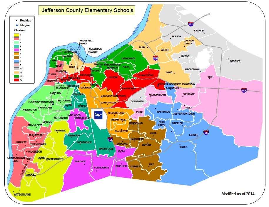 Elementary school clusters in the Jefferson County Public School system