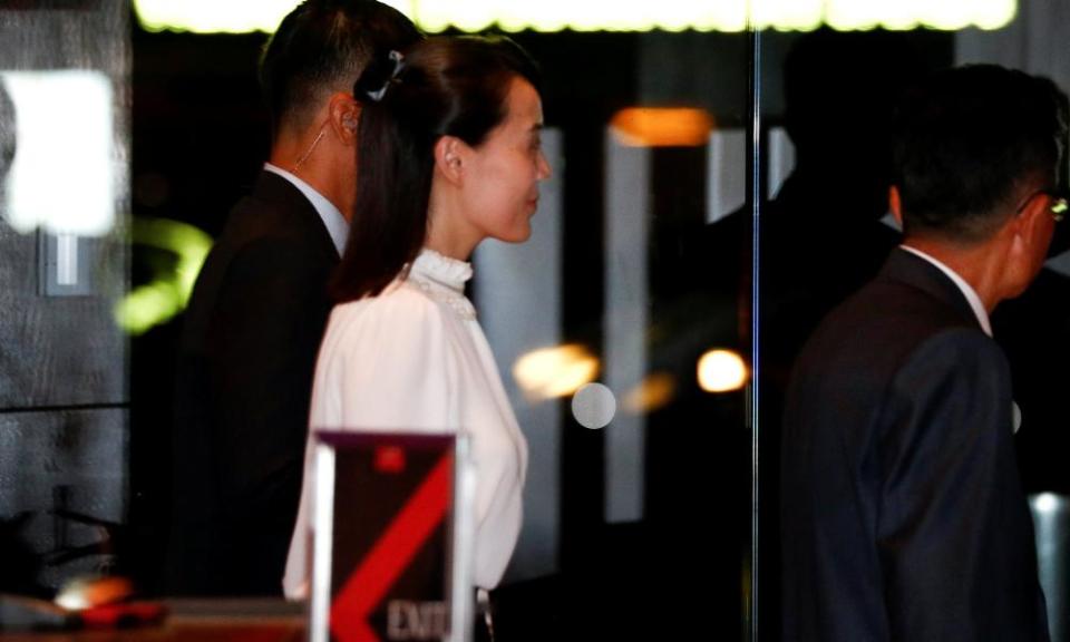 Kim Yo Jong, sister of Kim Jong-un, visits the Marina Bay Sands hotel in Singapore.